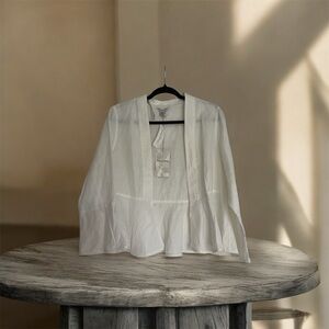 Tommy Bahama White Women's 100% Linen jacket W/peplum-style hem bell sleeves SM